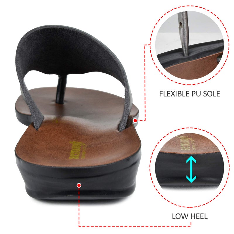 Aerosoft Comfortable Walking Summer Vacation Essentials Flat Sandals for Women (US 08, Black) - Image 4